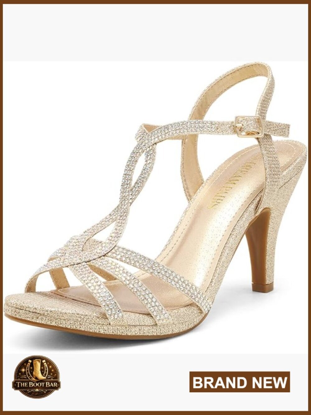 Kitten Heels Open Toe Stilettos Rhinestone Heels for Dressy Wedding